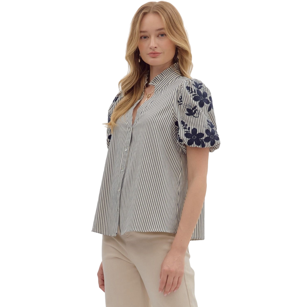 Entro Reese Blouse in Navy