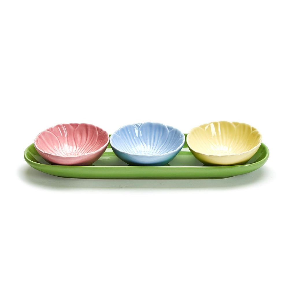 Flower Tidbit Bowls with Tray