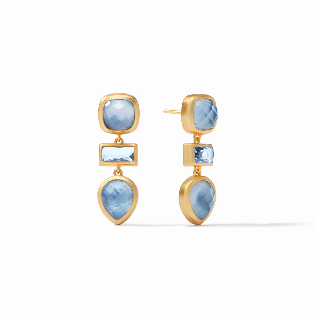 Julie Vos Antonia Tier Earring in Iridescent Chalcedony Blue