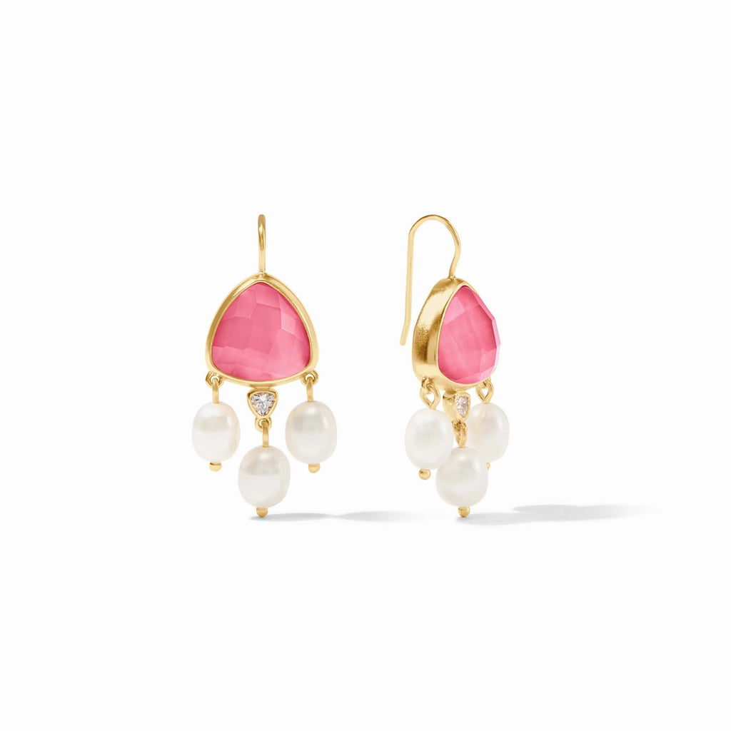 Julie Vos Aquitaine Chandelier Earring in Iridescent Peony Pink