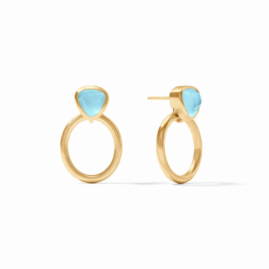 Julie Vos Aquitaine Demi Doorknocker Earring in Iridescent Capri Blue