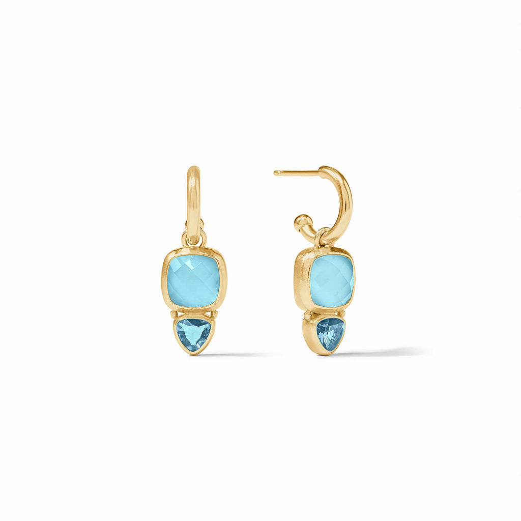 Julie Vos Aquitaine Duo Hoop & Charm Earring in Iridescent Capri Blue