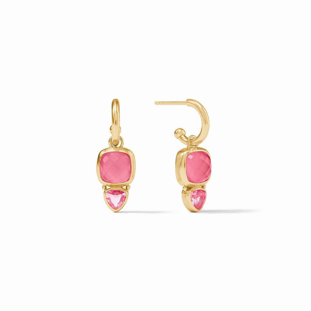 Julie Vos Aquitaine Duo Hoop & Charm Earring in Iridescent Peony Pink