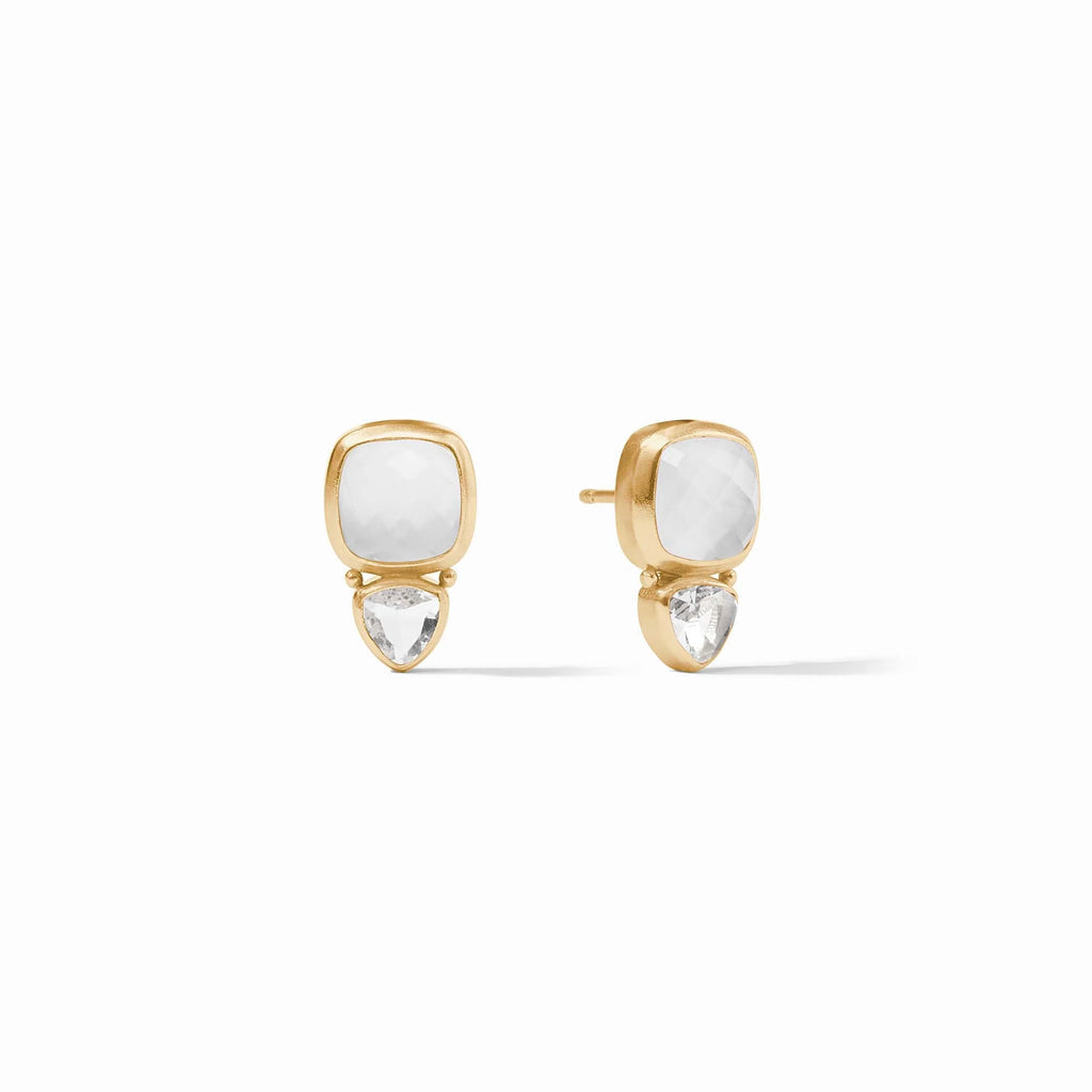 Julie Vos Aquitaine Duo Stud in Iridescent Clear Crystal