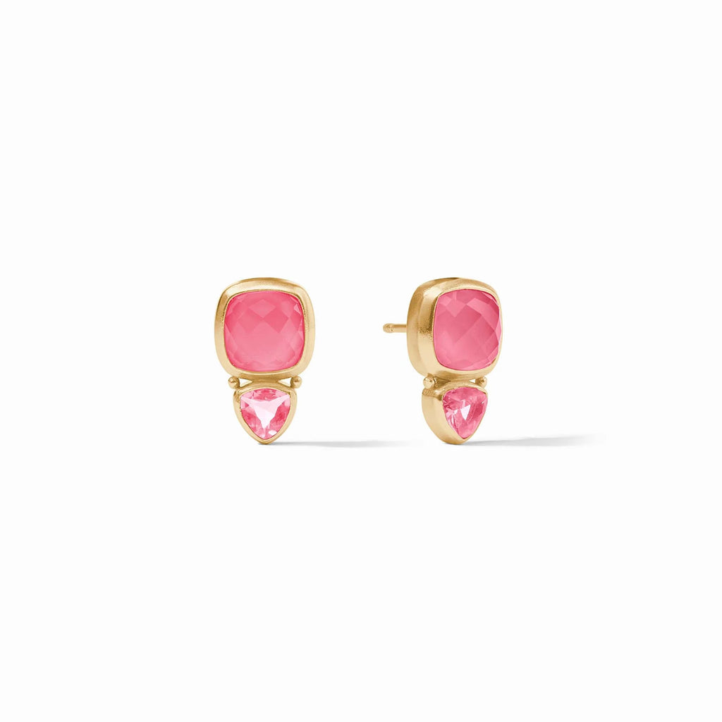 Julie Vos Aquitaine Duo Stud in Iridescent Peony Pink