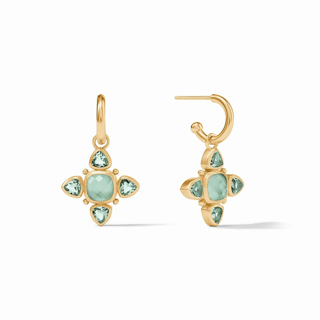 Julie Vos Aquitaine Hoop & Charm Earring in Iridescent Aquamarine Blue