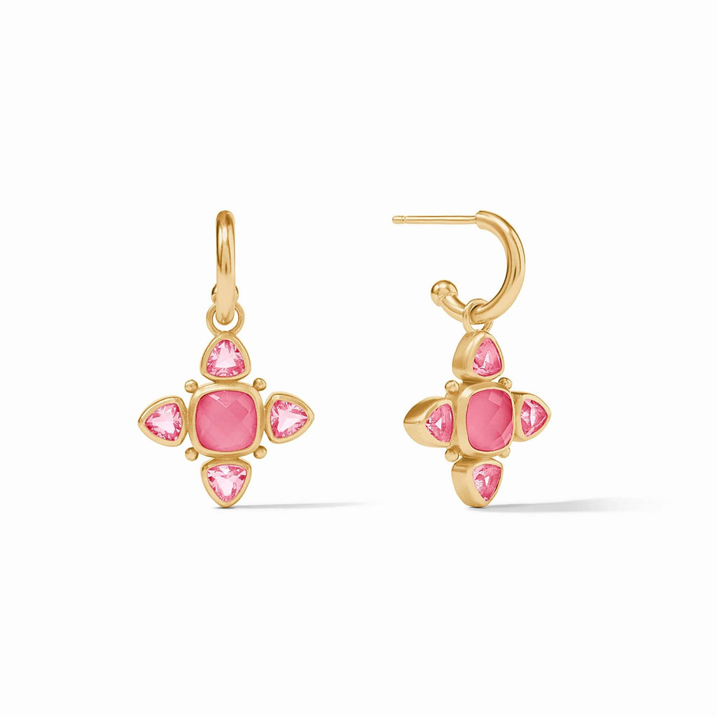 Julie Vos Aquitaine Hoop & Charm Earring in Iridescent Peony Pink