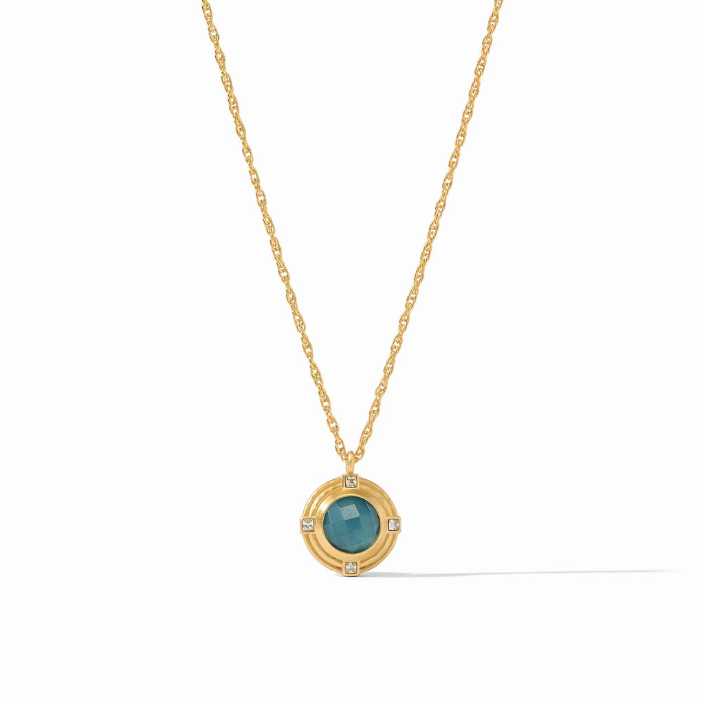 Julie Vos Astor Solitaire Necklace in Iridescent Peacock Blue