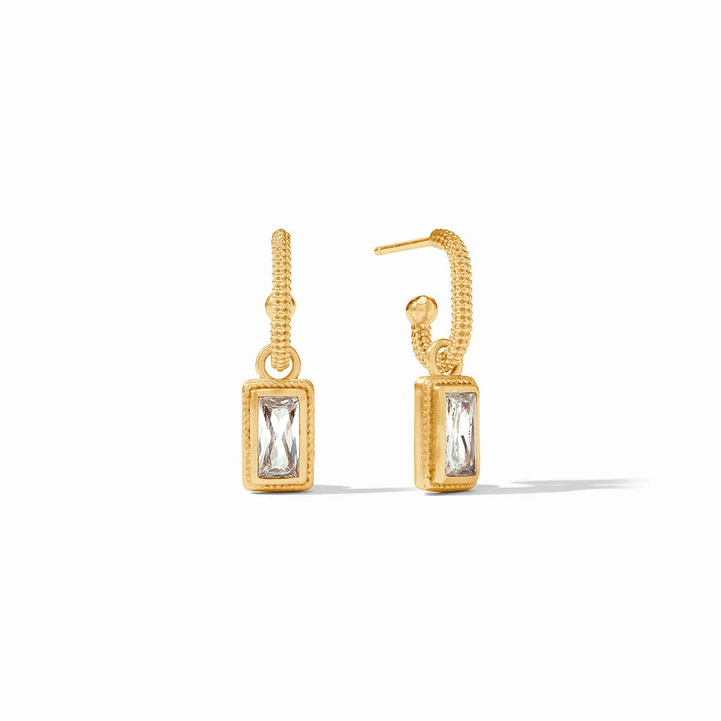 Julie Vos Baguette Hoop & Charm Earring with Cubic Zirconia Stones