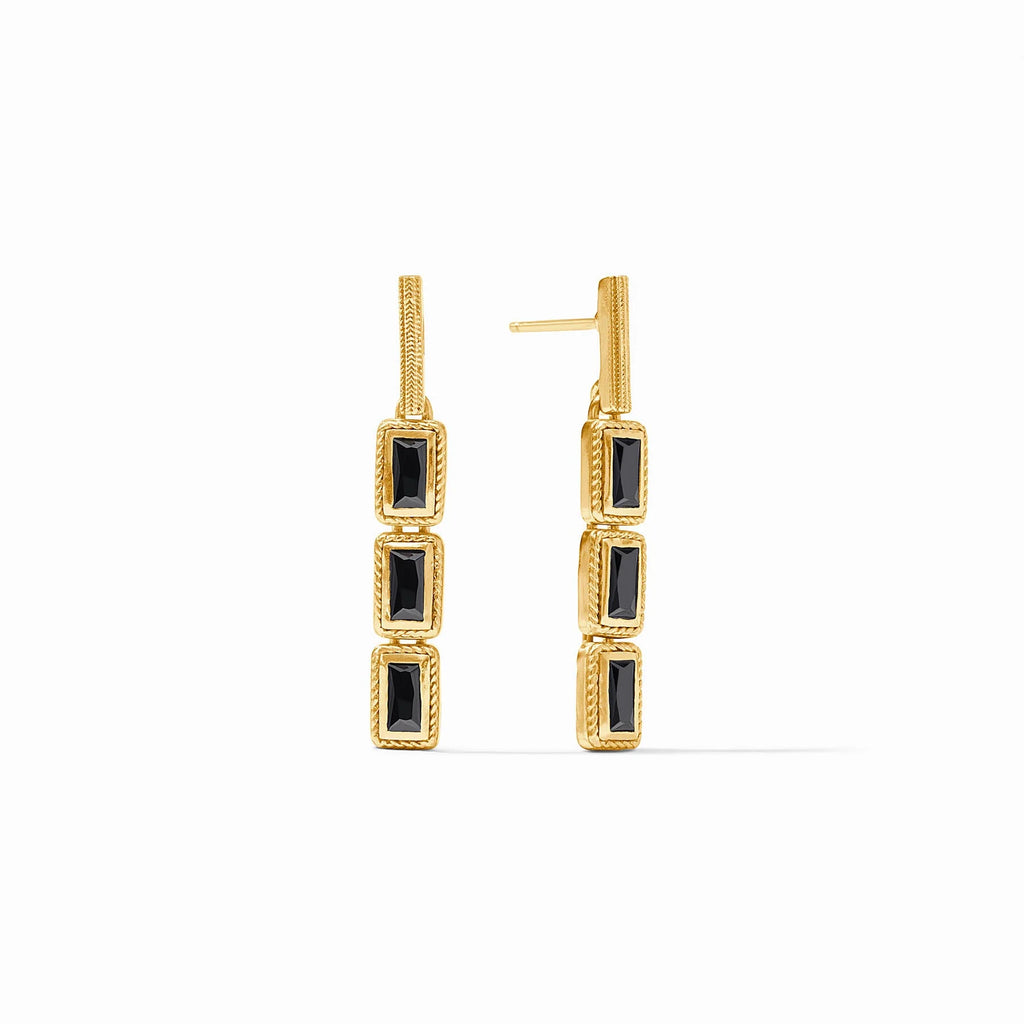 Julie Vos Baguette Tier Earring with Obsidian Black Stones