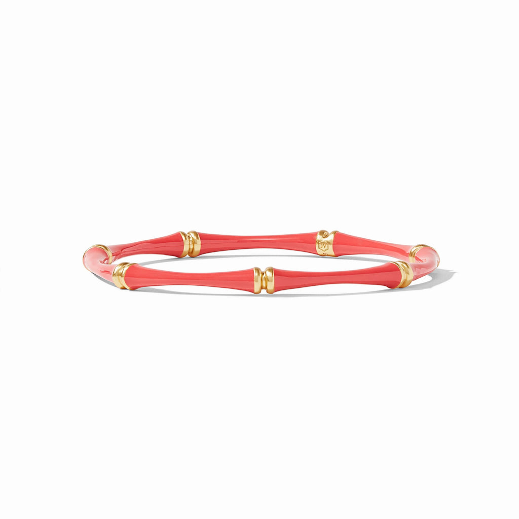 Julie Vos Bamboo Bangle in Coral Enamel