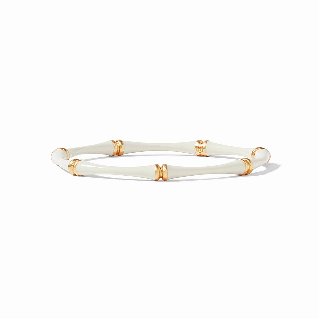 Julie Vos Bamboo Bangle in Ivory Enamel