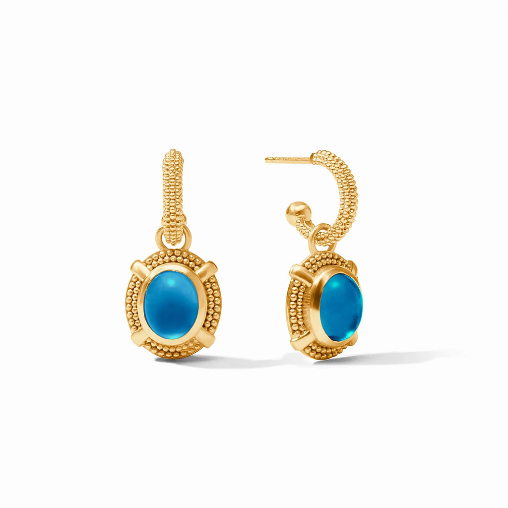 Julie Vos Cabochon Hoop & Charm Earring in Iridescent London Blue