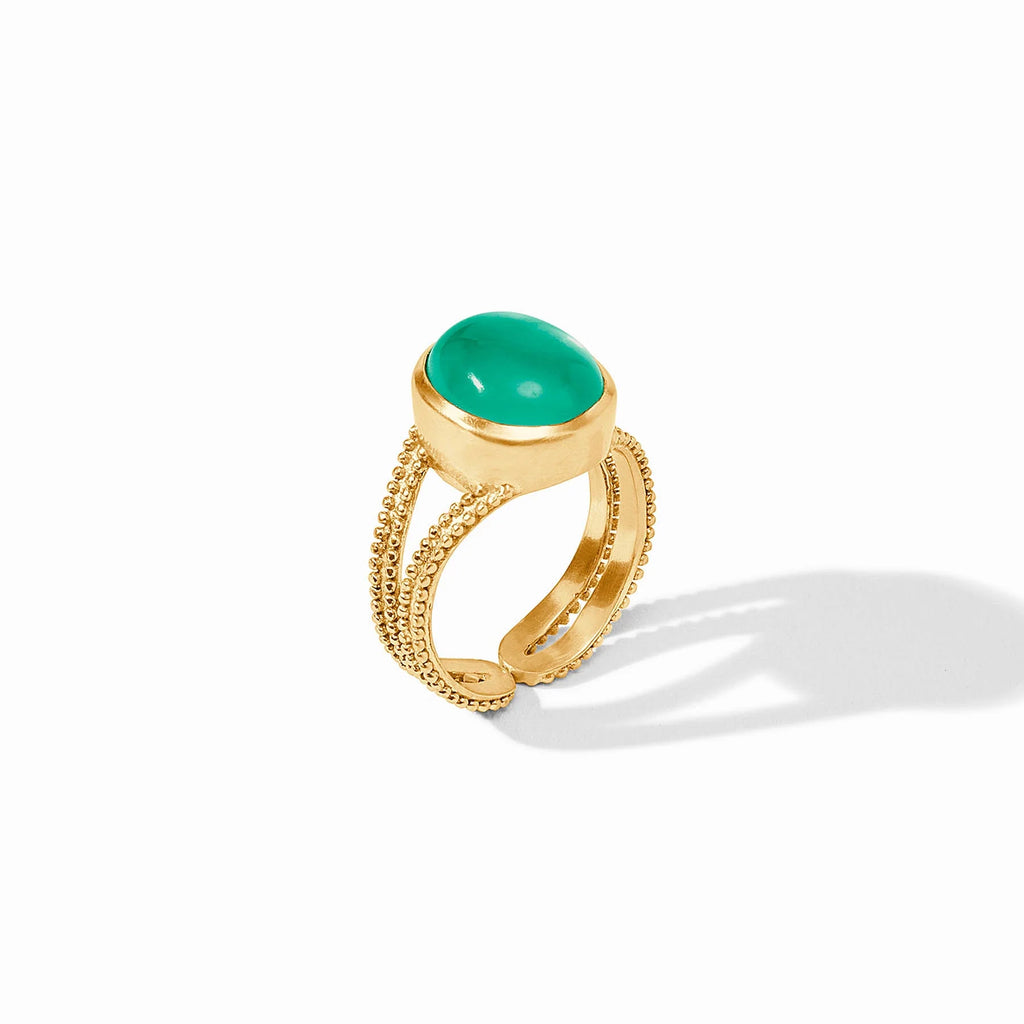 Julie Vos Cabochon Ring in Iridescent Emerald Green