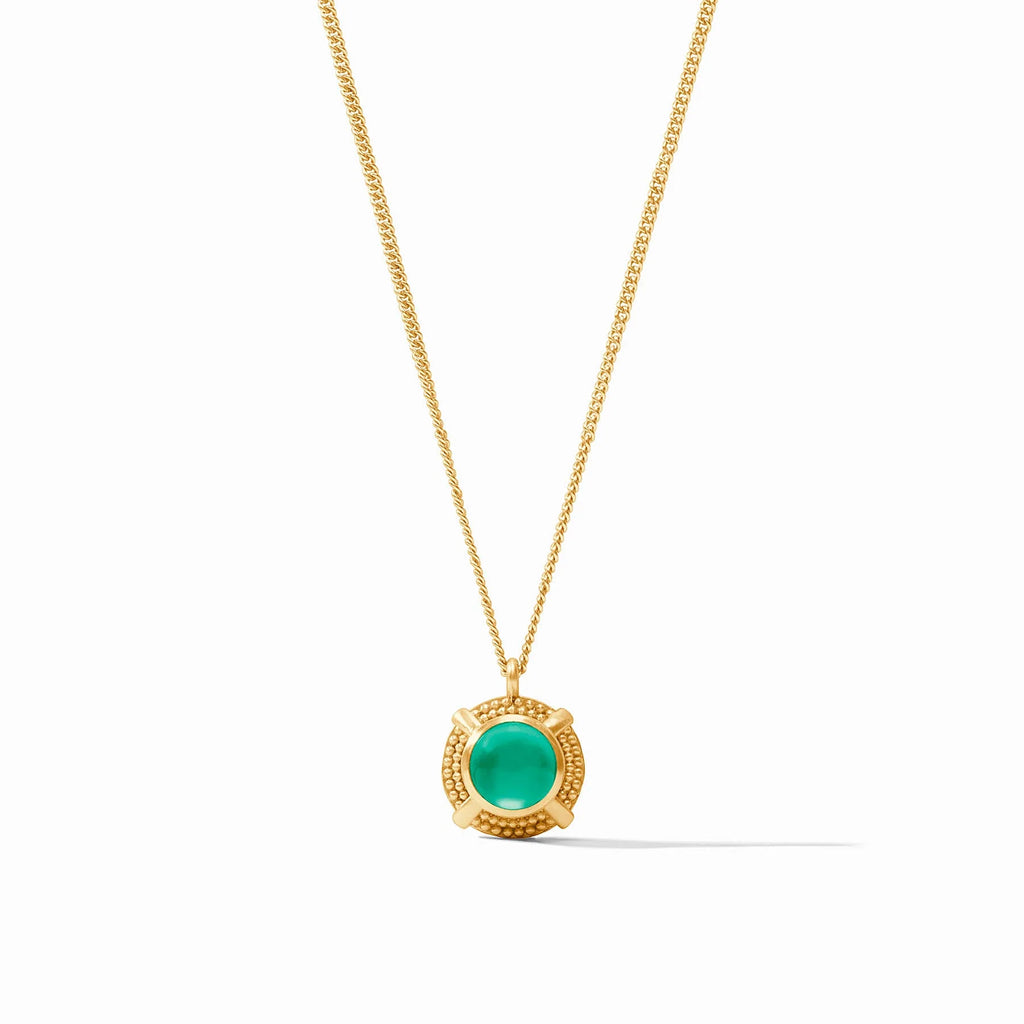 Julie Vos Cabochon Solitaire Necklace in Iridescent Emerald Green