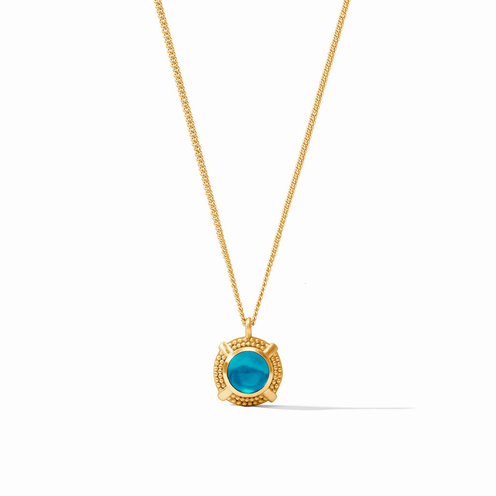 Julie Vos Cabochon Solitaire Necklace in Iridescent London Blue