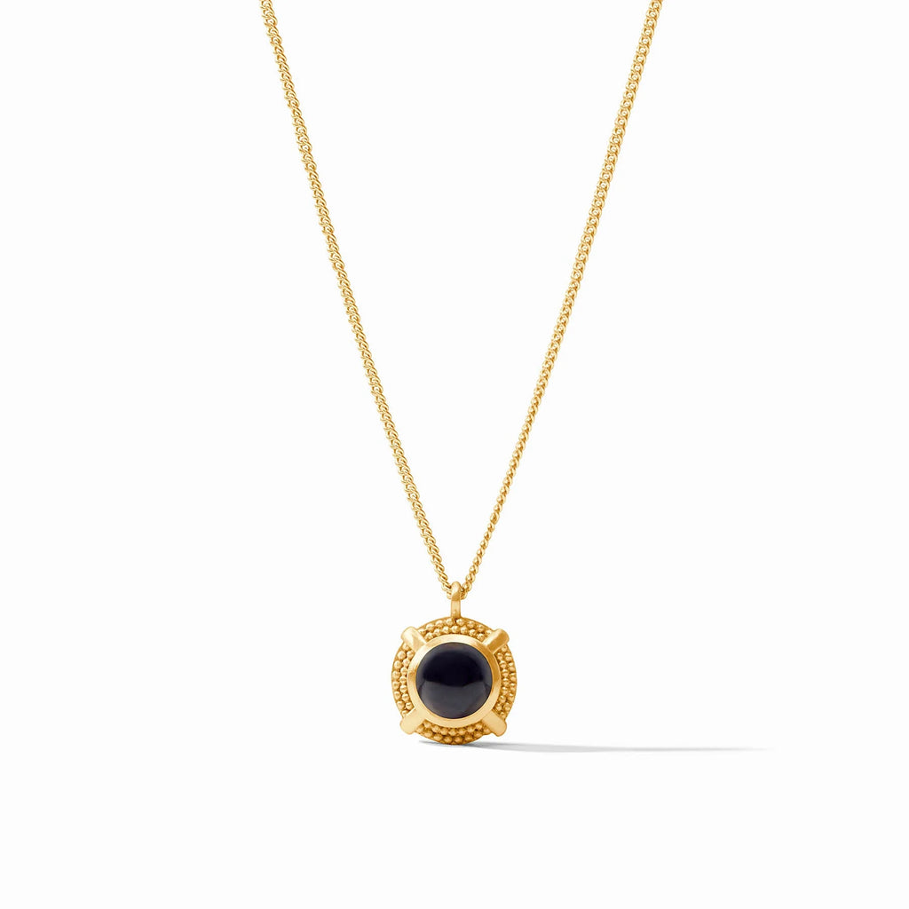 Julie Vos Cabochon Solitaire Necklace in Obsidian Black