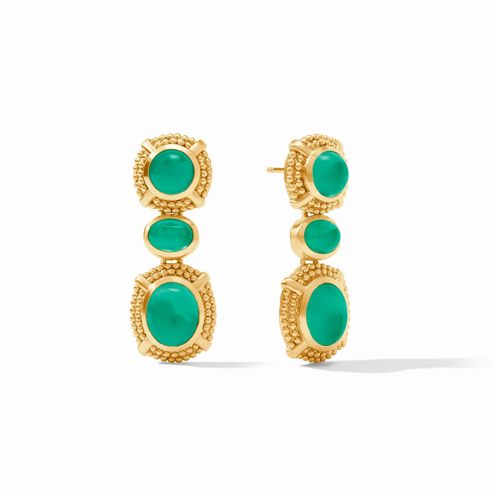 Julie Vos Cabochon Statement Earring in Iridescent Emerald Green