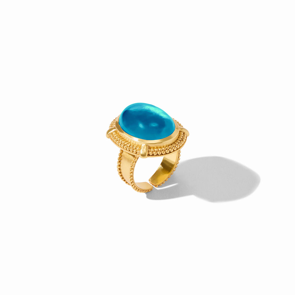 Julie Vos Cabochon Statement Ring in Iridescent London Blue