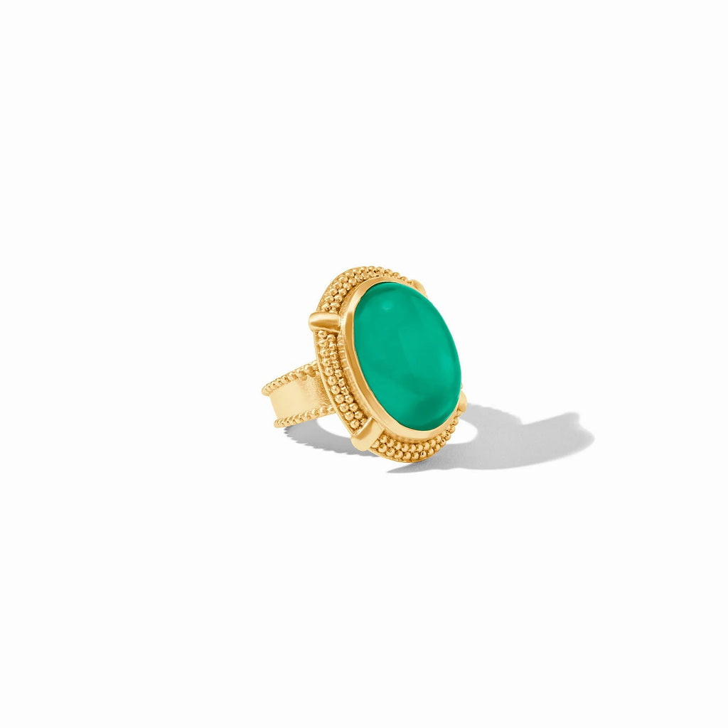 Julie Vos Cabochon Statement Ring in Iridescent Emerald Green