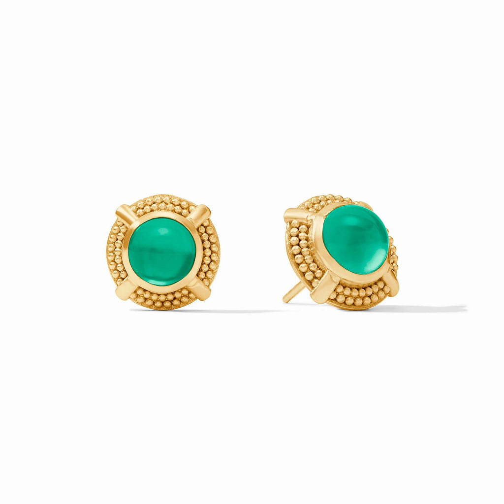 Julie Vos Cabochon Stud in Iridescent Emerald Green