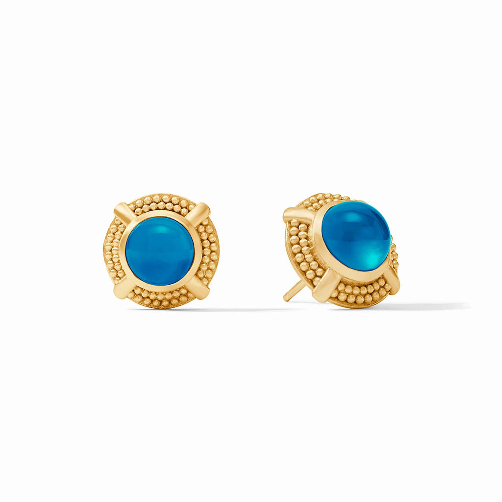 Julie Vos Cabochon Stud in Iridescent London Blue