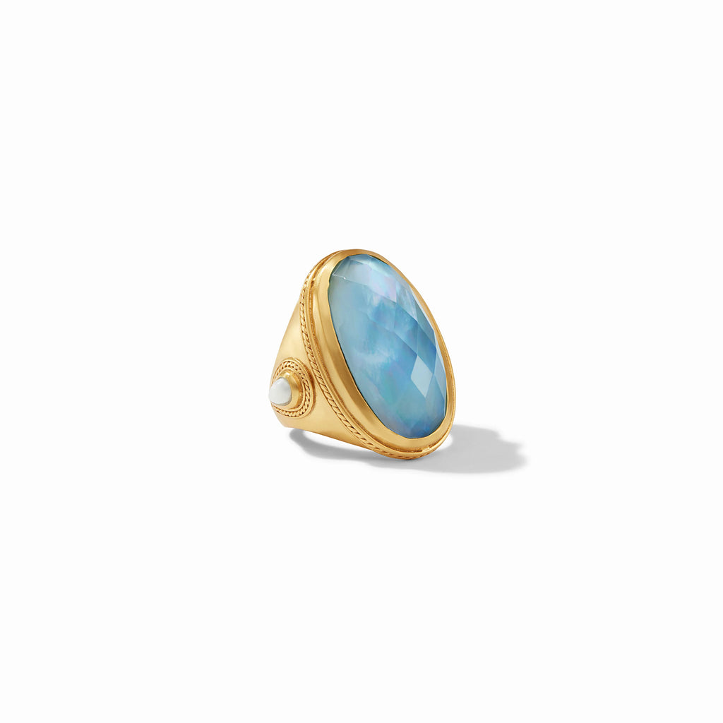 Julie Vos Cannes Statement Ring in Iridescent Chalcedony Blue