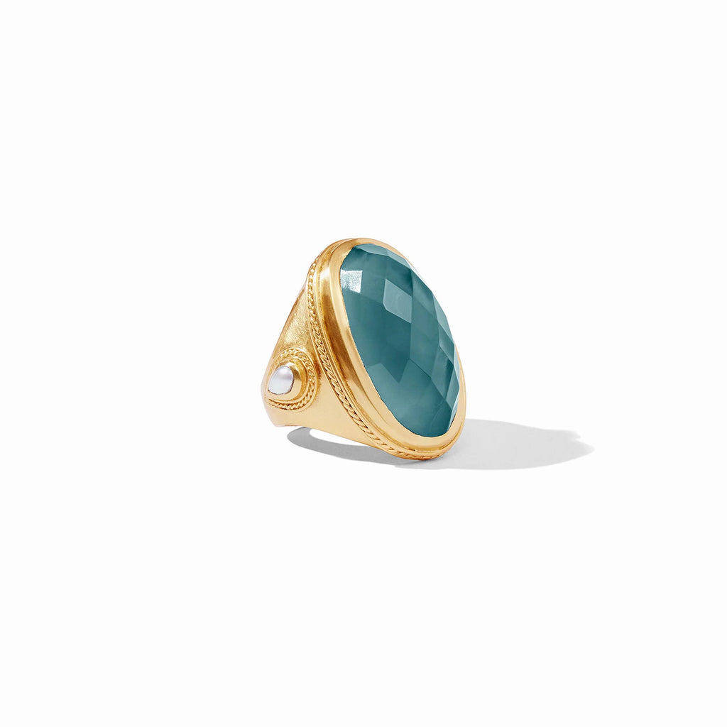 Julie Vos Cannes Statement Ring in Iridescent Peacock Blue