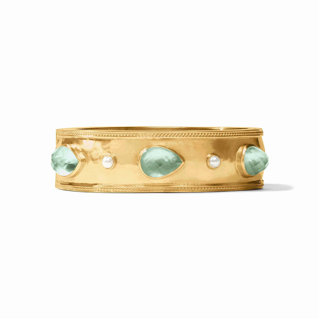 Julie Vos Cannes Stone Statement Hinge Bangle in Iridescent Aquamarine Blue