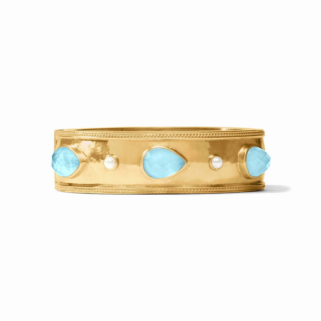 Julie Vos Cannes Stone Statement Hinge Bangle in Iridescent Capri Blue