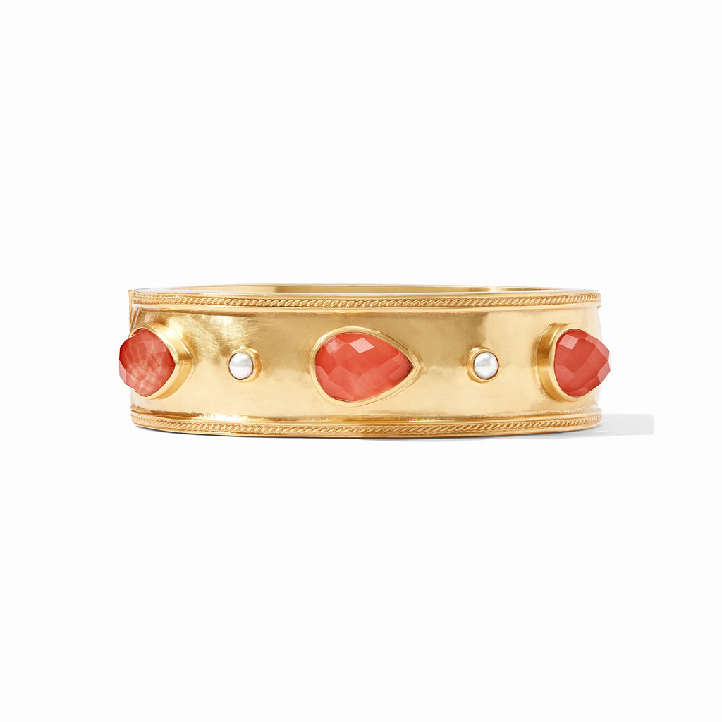 Julie Vos Cannes Stone Statement Hinge Bangle in Iridescent Coral