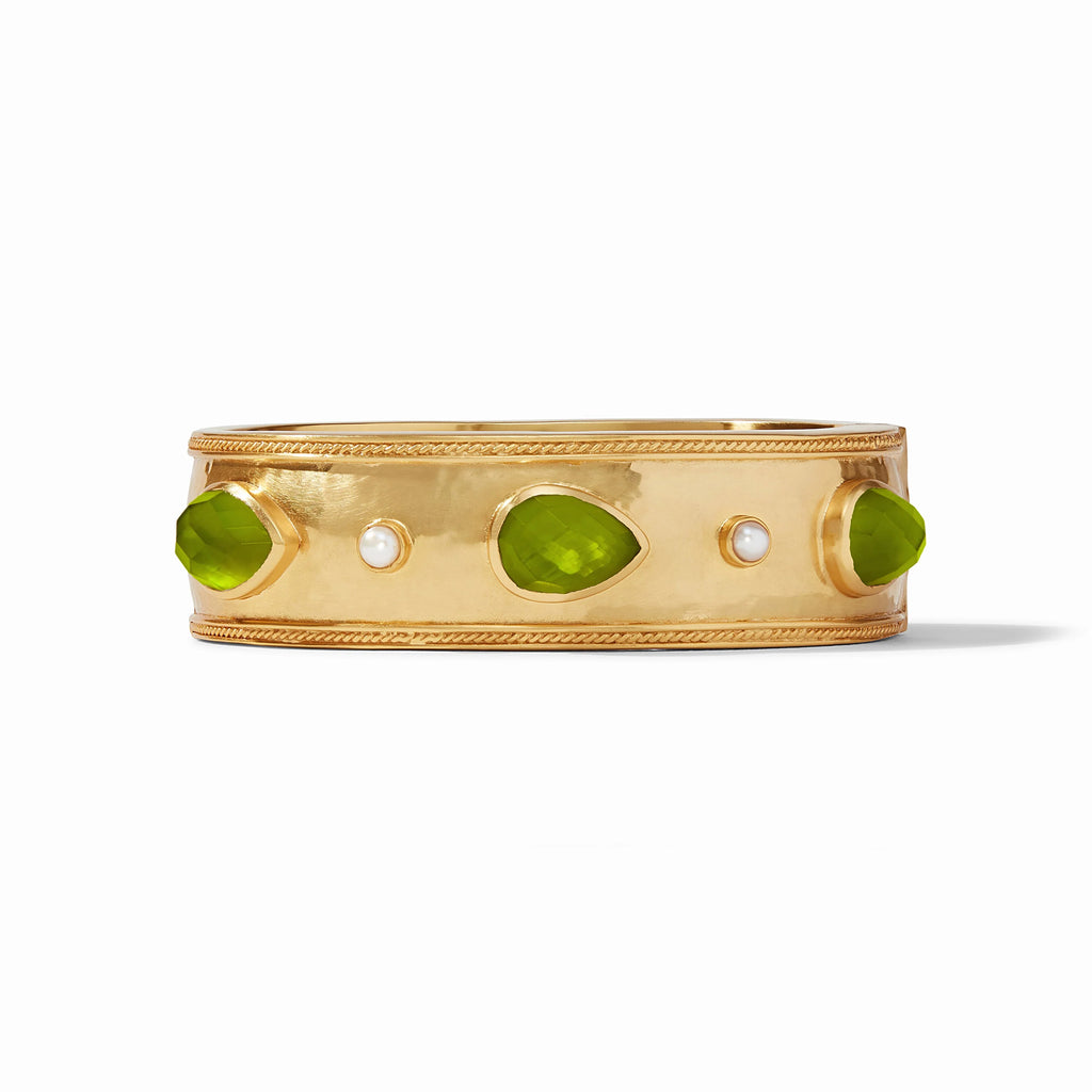 Julie Vos Cannes Stone Statement Hinge Bangle in Iridescent Jade Green