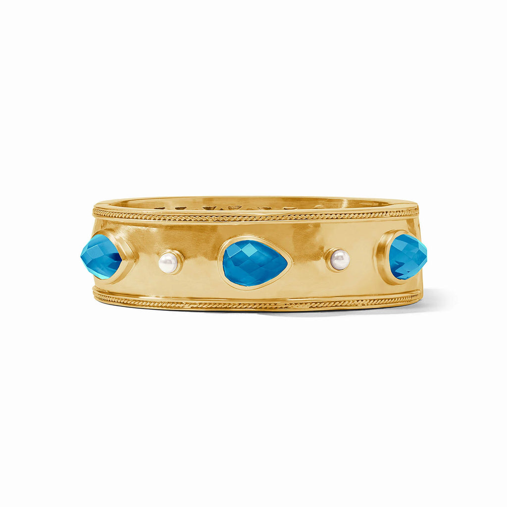 Julie Vos Cannes Stone Statement Hinge Bangle in Iridescent London Blue