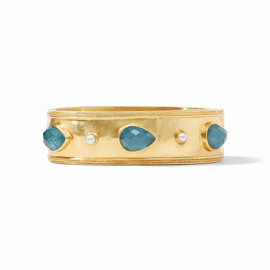 Julie Vos Cannes Stone Statement Hinge Bangle in Iridescent Peacock Blue