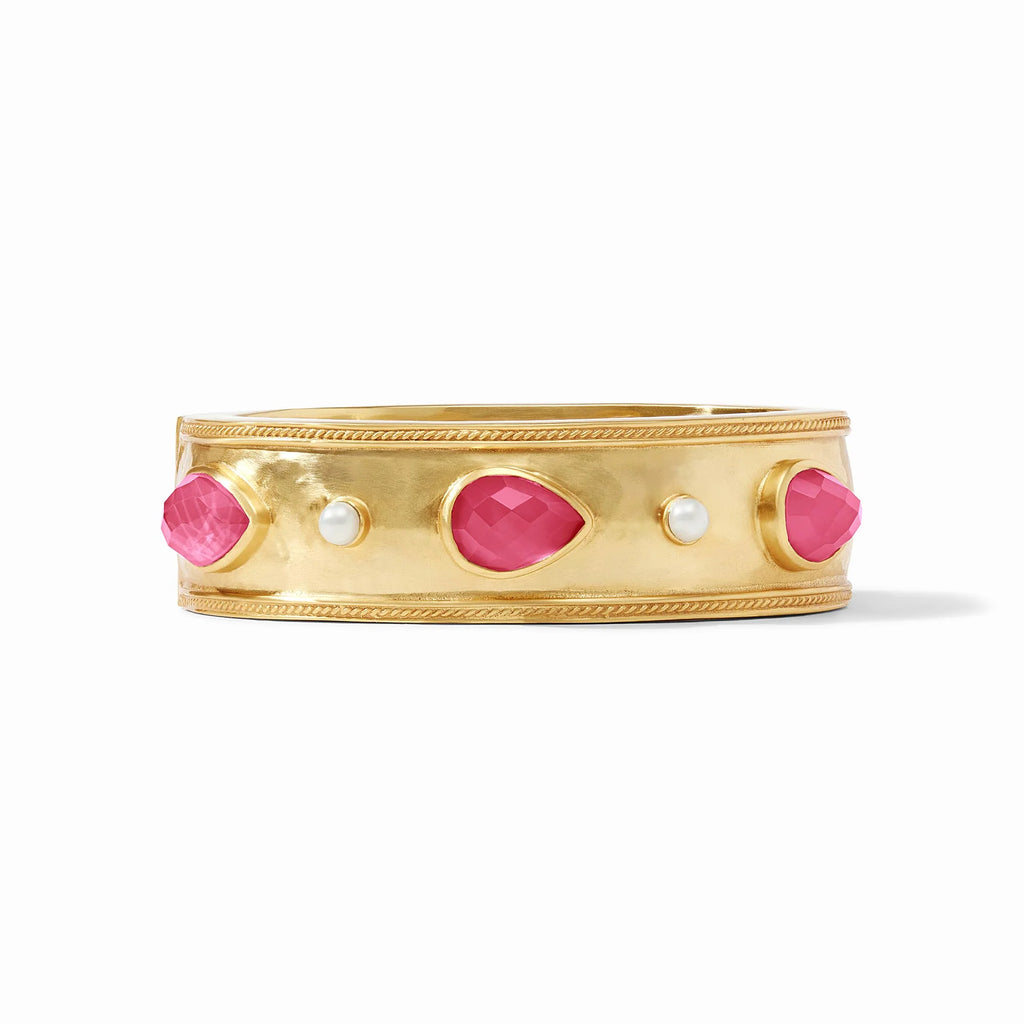 Julie Vos Cannes Stone Statement Hinge Bangle in Iridescent Raspberry