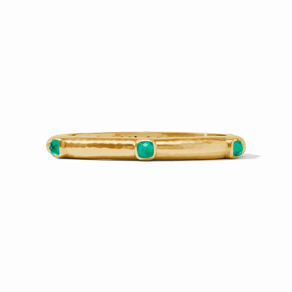 Julie Vos Catalina Stone Hinge Bangle in Iridescent Emerald Green