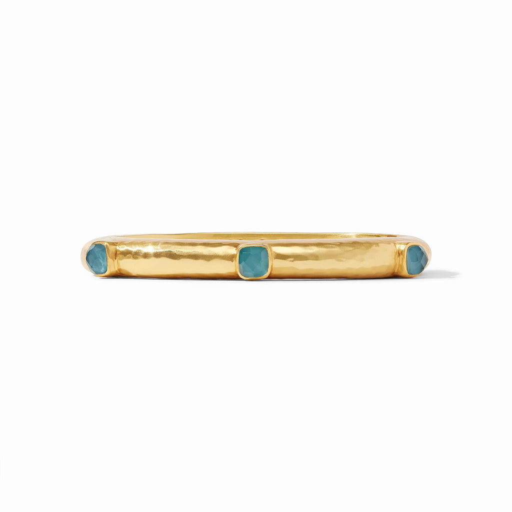 Julie Vos Catalina Stone Hinge Bangle in Iridescent Peacock Blue