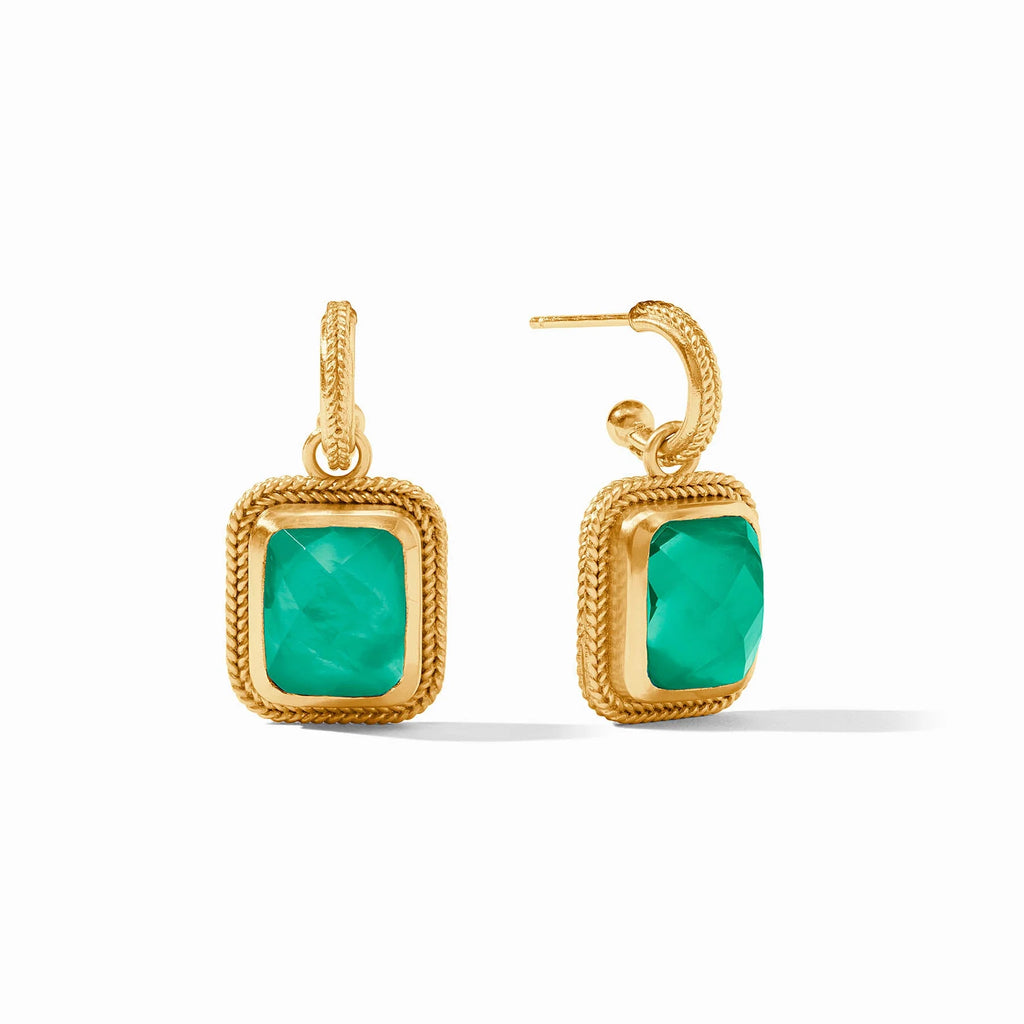 Julie Vos Cheval Hoop & Charm Earring in Iridescent Emerald Green