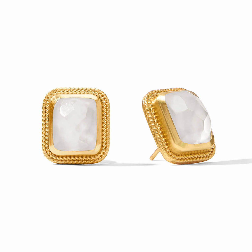 Julie Vos Cheval Stone Stud in Iridescent Clear Crystal