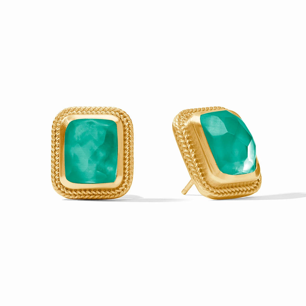 Julie Vos Cheval Stone Stud in Iridescent Emerald Green