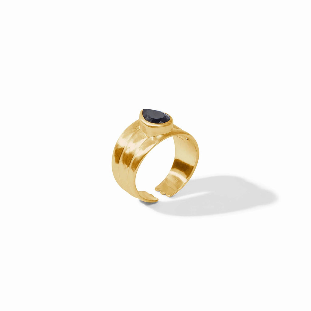 Julie Vos Cirque Stone Ring in Obsidian Black