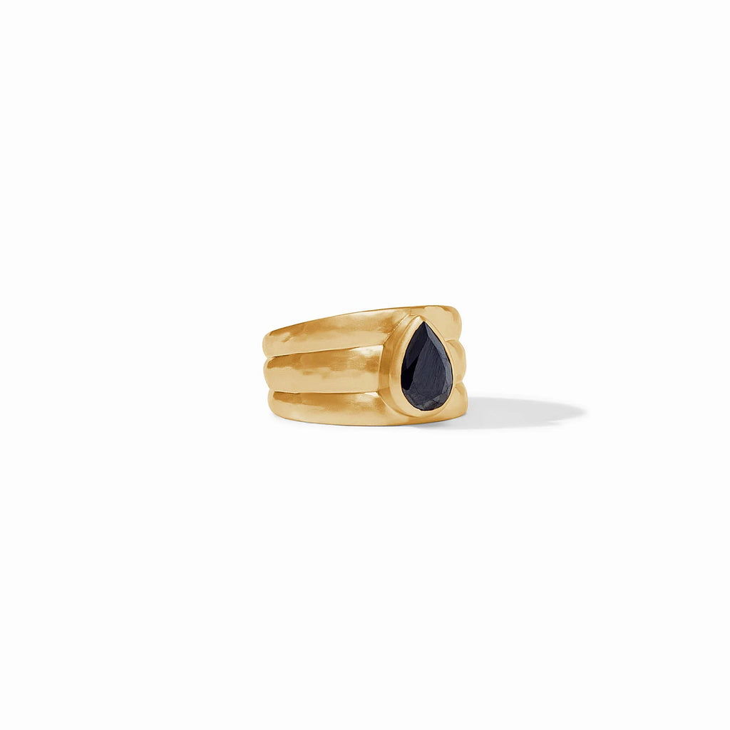 Julie Vos Cirque Stone Ring in Obsidian Black