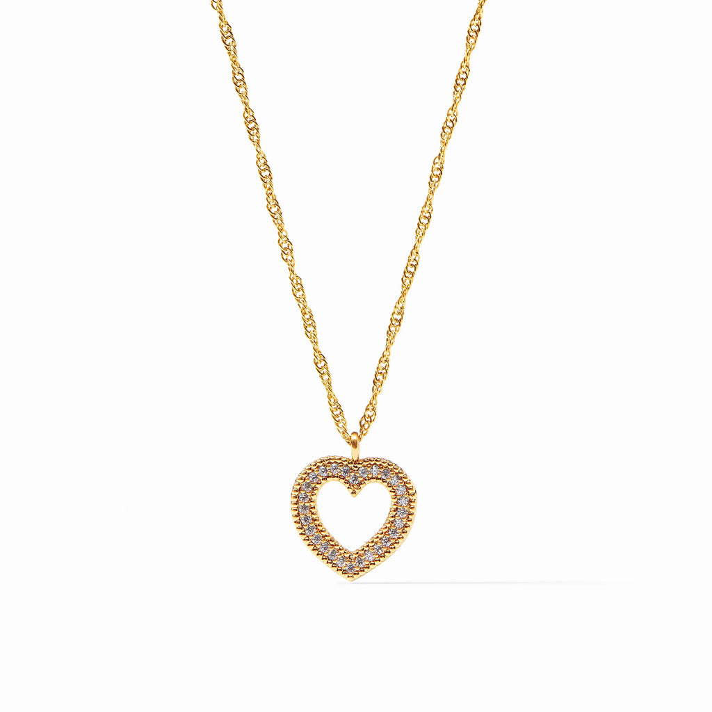 Julie Vos Esme Heart Pavé Solitaire Necklace