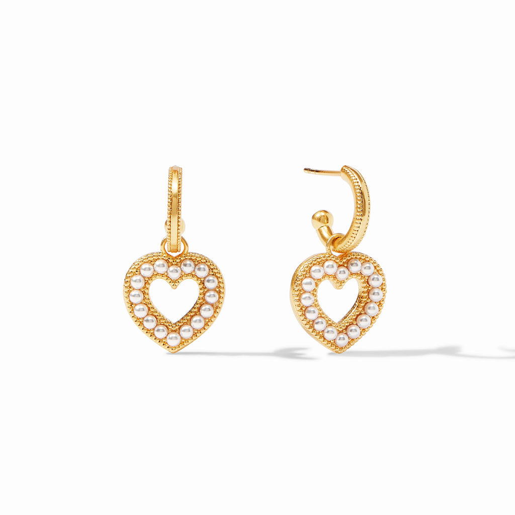 Julie Vos Esme Heart Pearl Hoop & Charm Earring