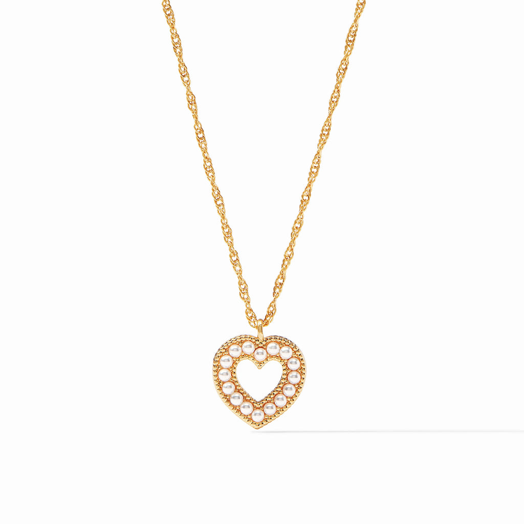 Julie Vos Esme Heart Pearl Solitaire Necklace