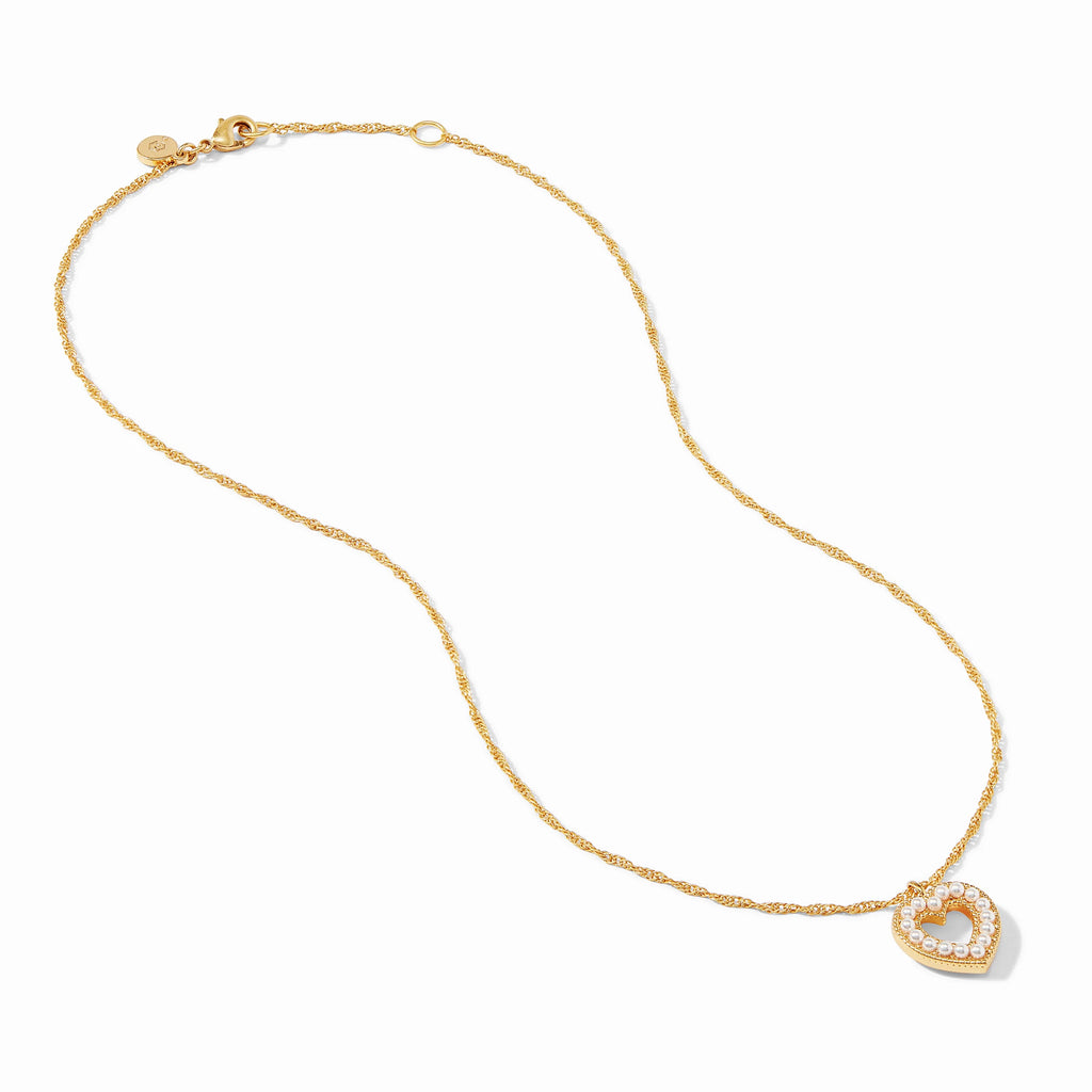 Julie Vos Esme Heart Pearl Solitaire Necklace