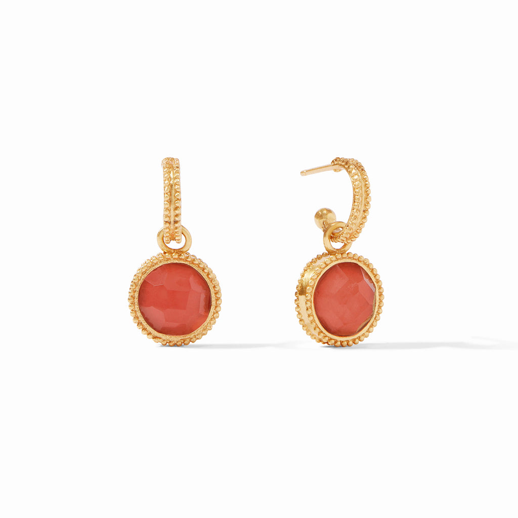 Julie Vos Fleur-de-Lis Hoop & Charm Earring in Iridescent Coral