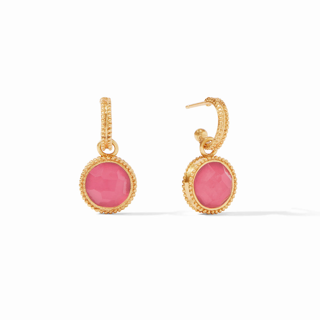 Julie Vos Fleur-de-Lis Hoop & Charm Earring in Iridescent Peony Pink