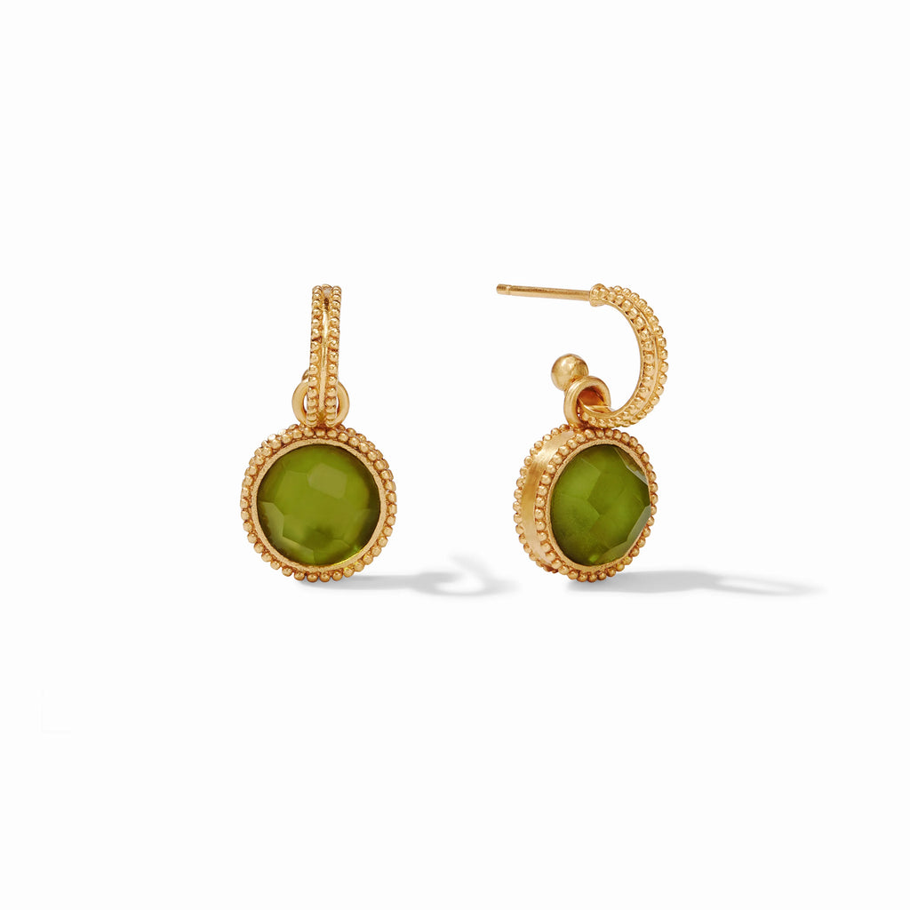 Julie Vos Fleur-de-Lis Hoop & Charm Earring in Iridescent Jade Green