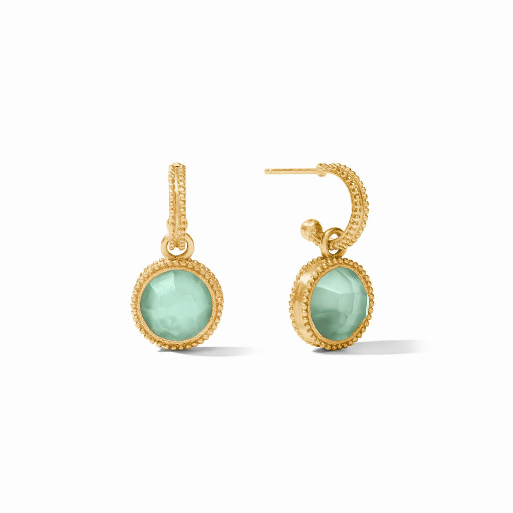 Julie Vos Fleur-de-Lis Hoop & Charm Earring in Iridescent Aquamarine Blue